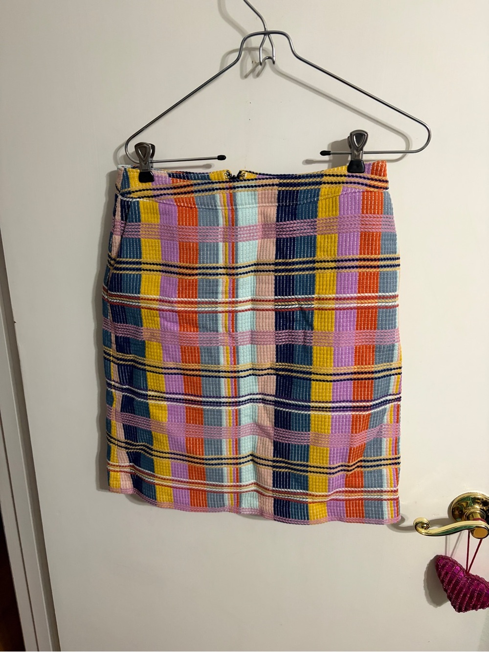 💜 2 Halogen Multicolor Checker Plaid Knit Mini Skirt